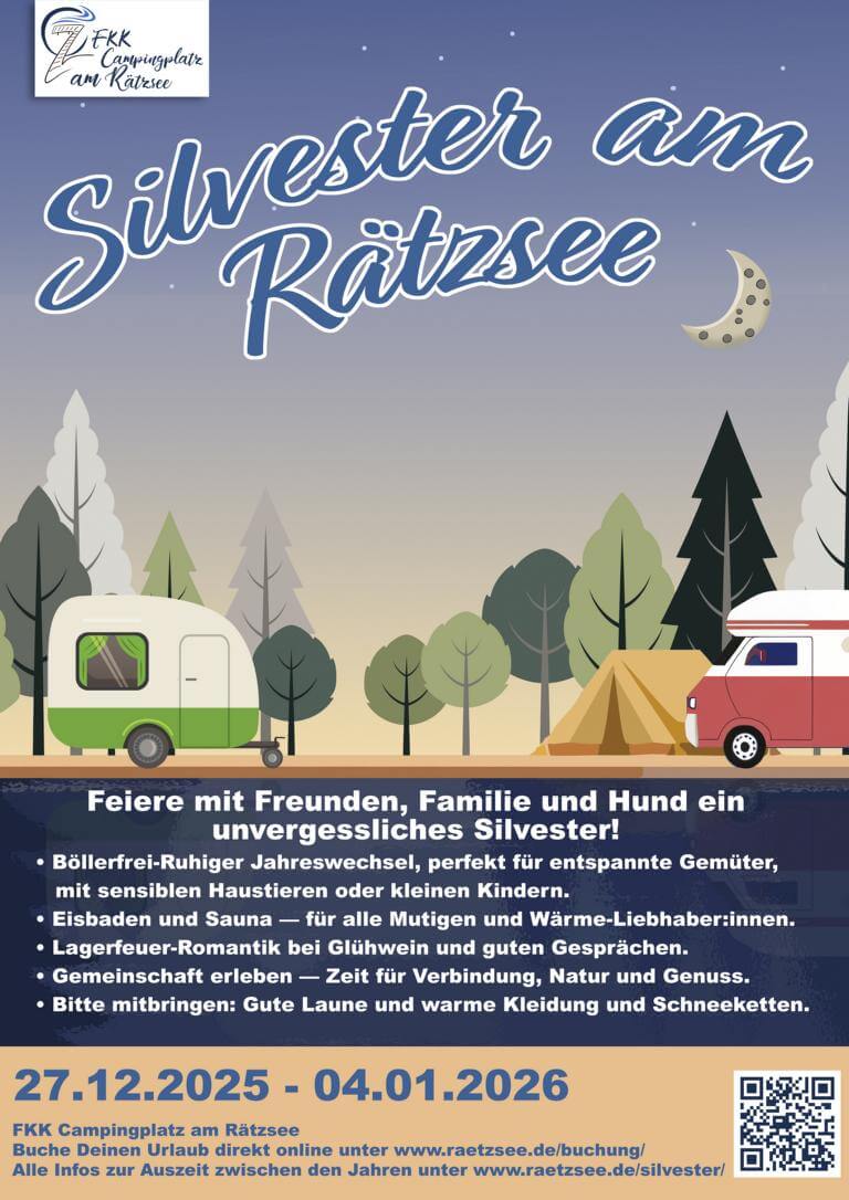 Anküdndigung Silvester-Jahreswechsel 20o25-2026 am Rätzsee - FKK Campingplatz am Rätzsee