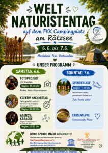 Weltnaturistentag 2026 - am ersten Sonntag im Juni - Feier mit uns auf dem FKK Campingplatz am Rätzsee